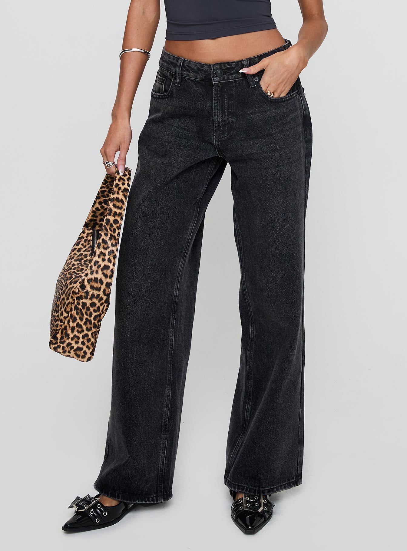 Serenitia Mid Rise Relaxed Jeans Washed Black Tall